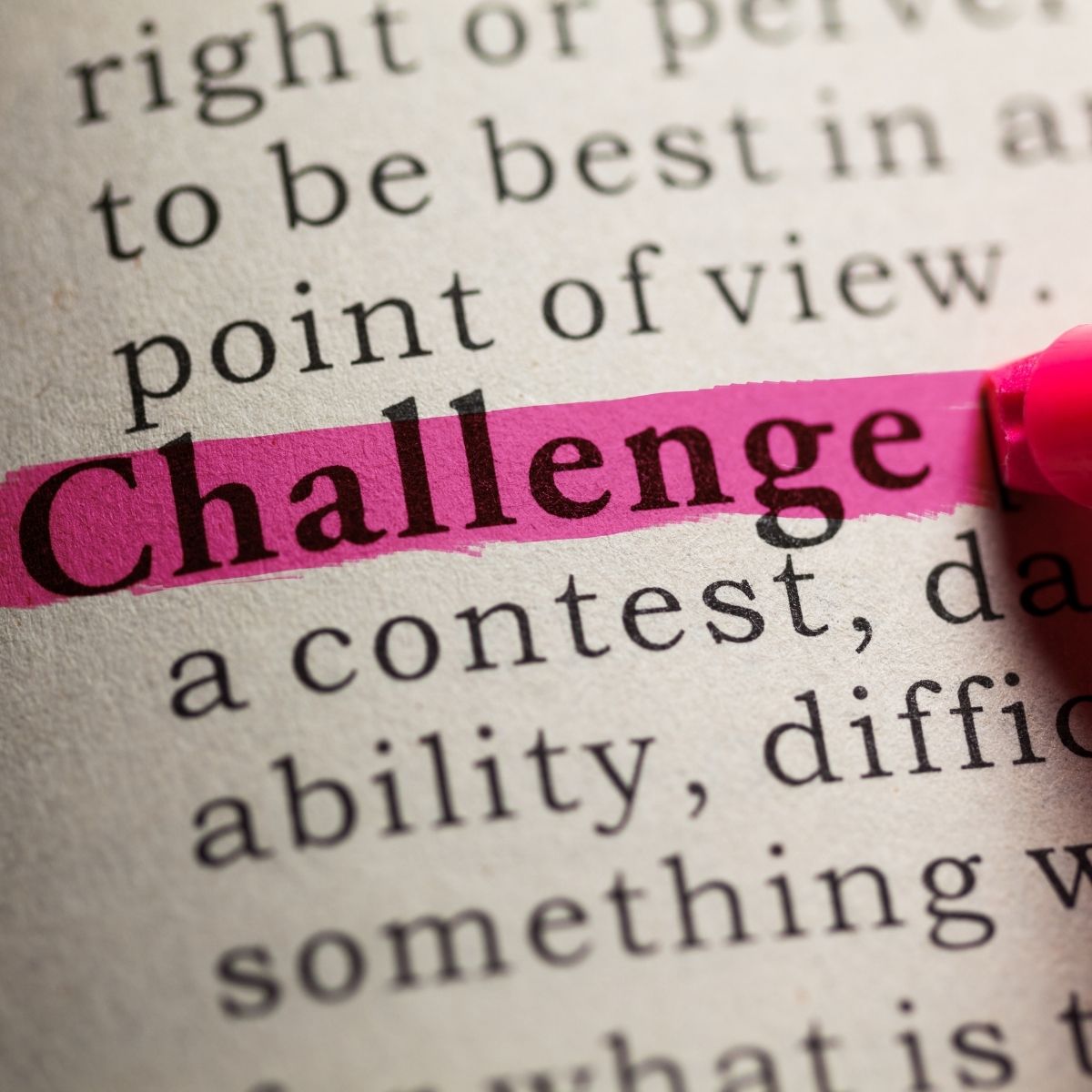 the word challenges highlighted in a book