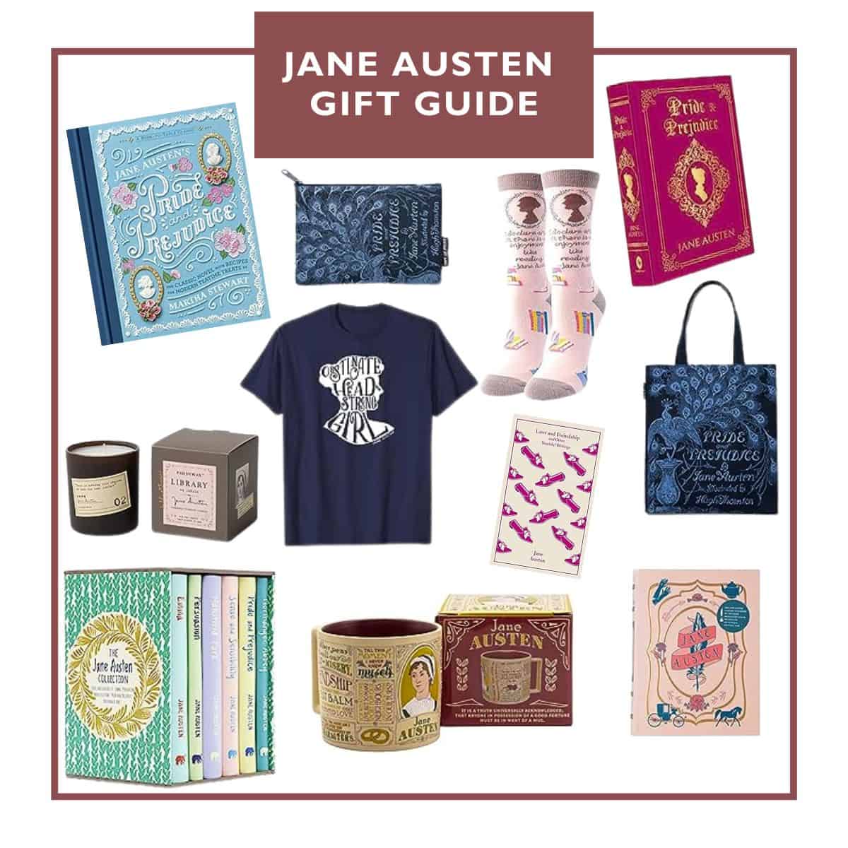 collage of Jane Austen Gift Guide.