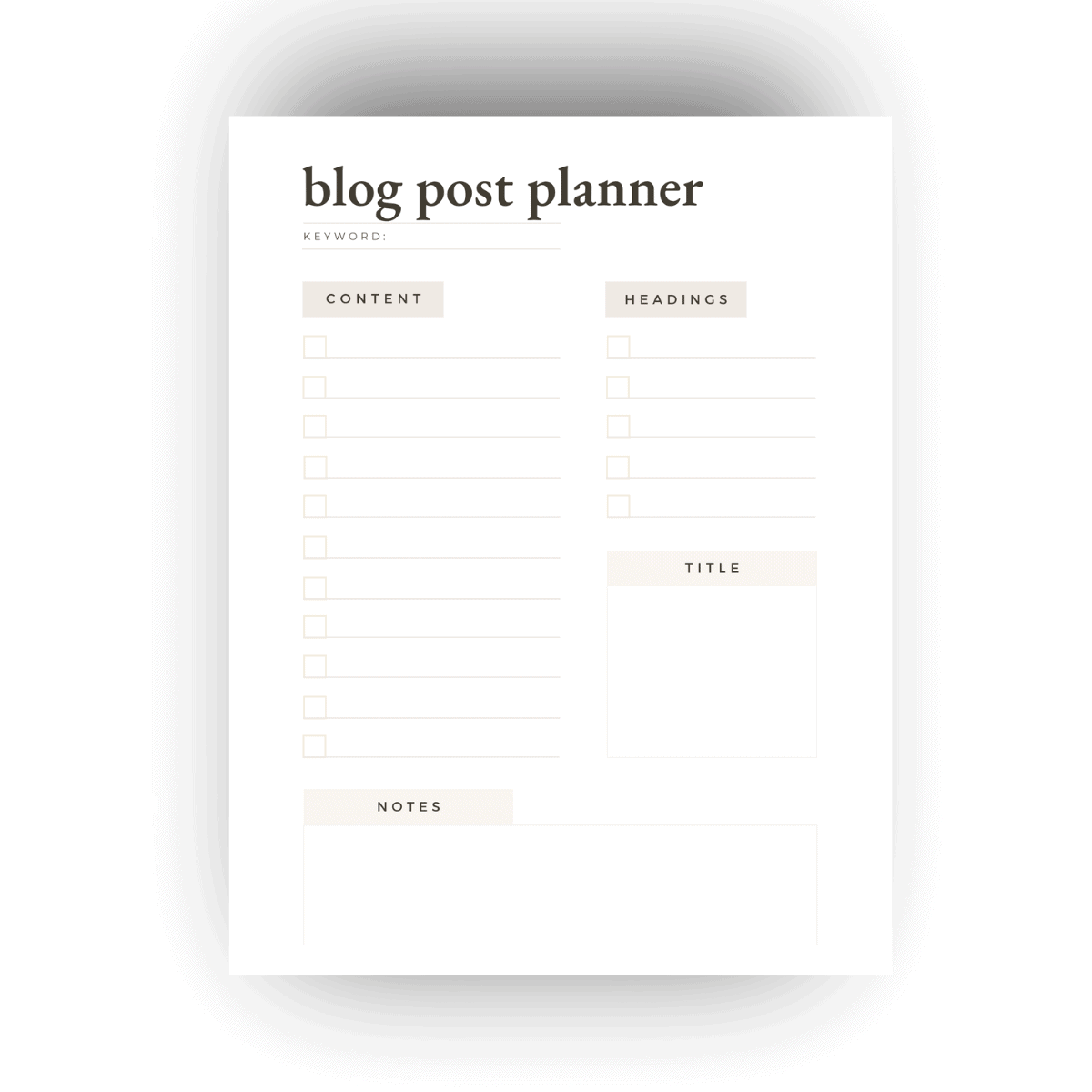 blog post planner.