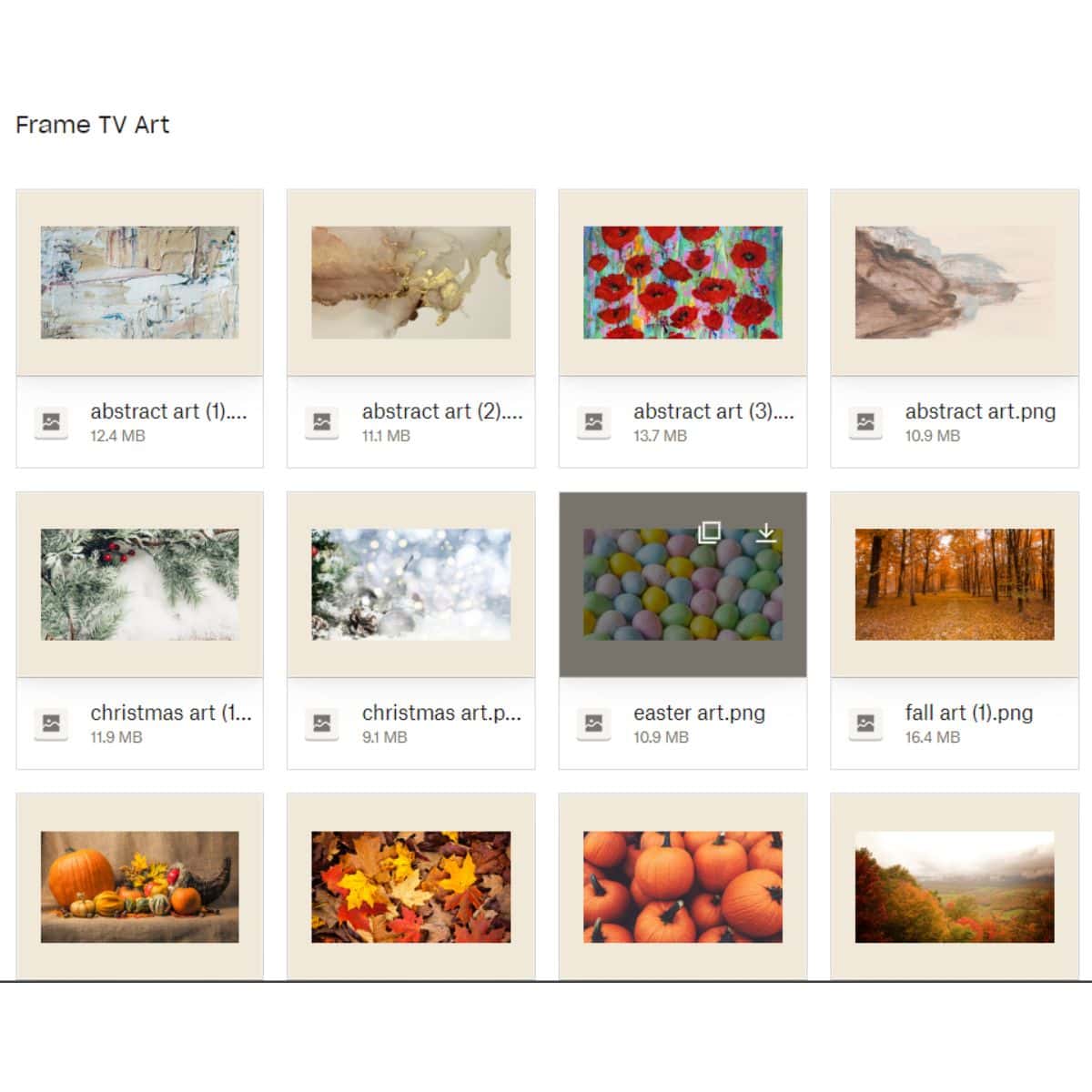 art gallery inside the Dropbox link with free art for the samsung frame tv.