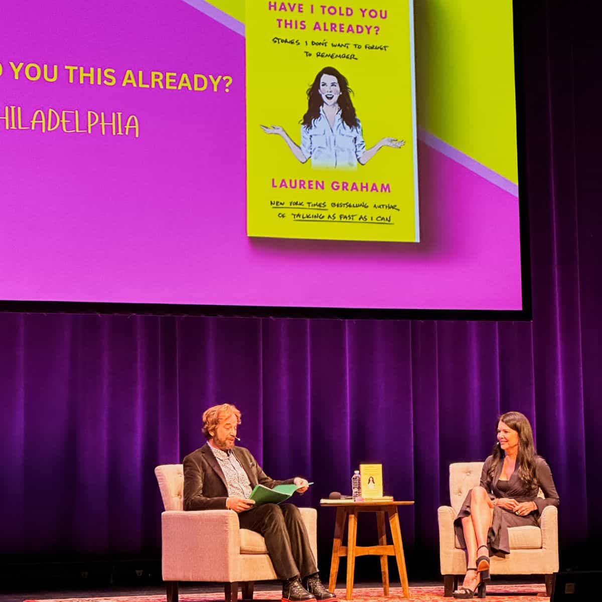 lauren graham on stage for her have i told you this already book tour.