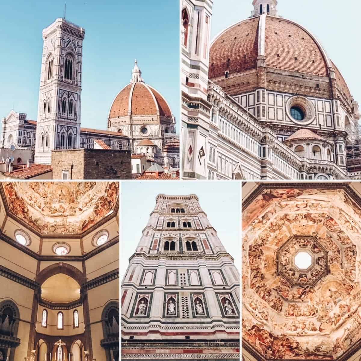 Collage of photos of The Duomo in Florence Italy.