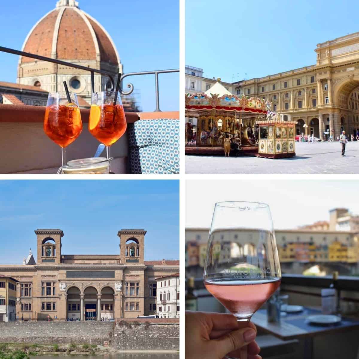 Collage of places to read a book in Florence Italy.