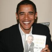 barack obama holding his book the audacity of hope.