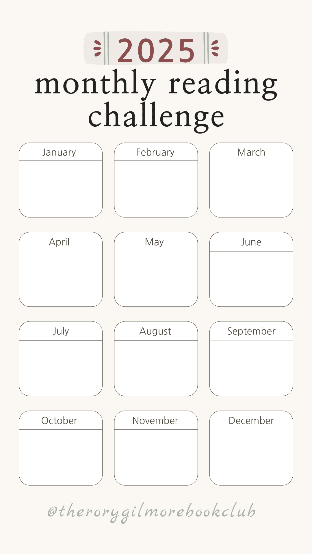 2025 monthly reading challenge.