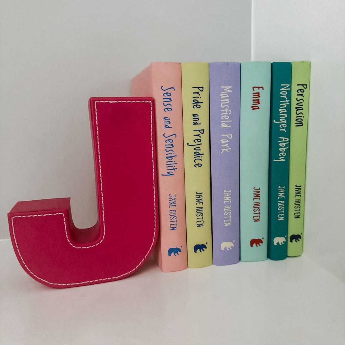 Jane Austen's book collection with the letter j.
