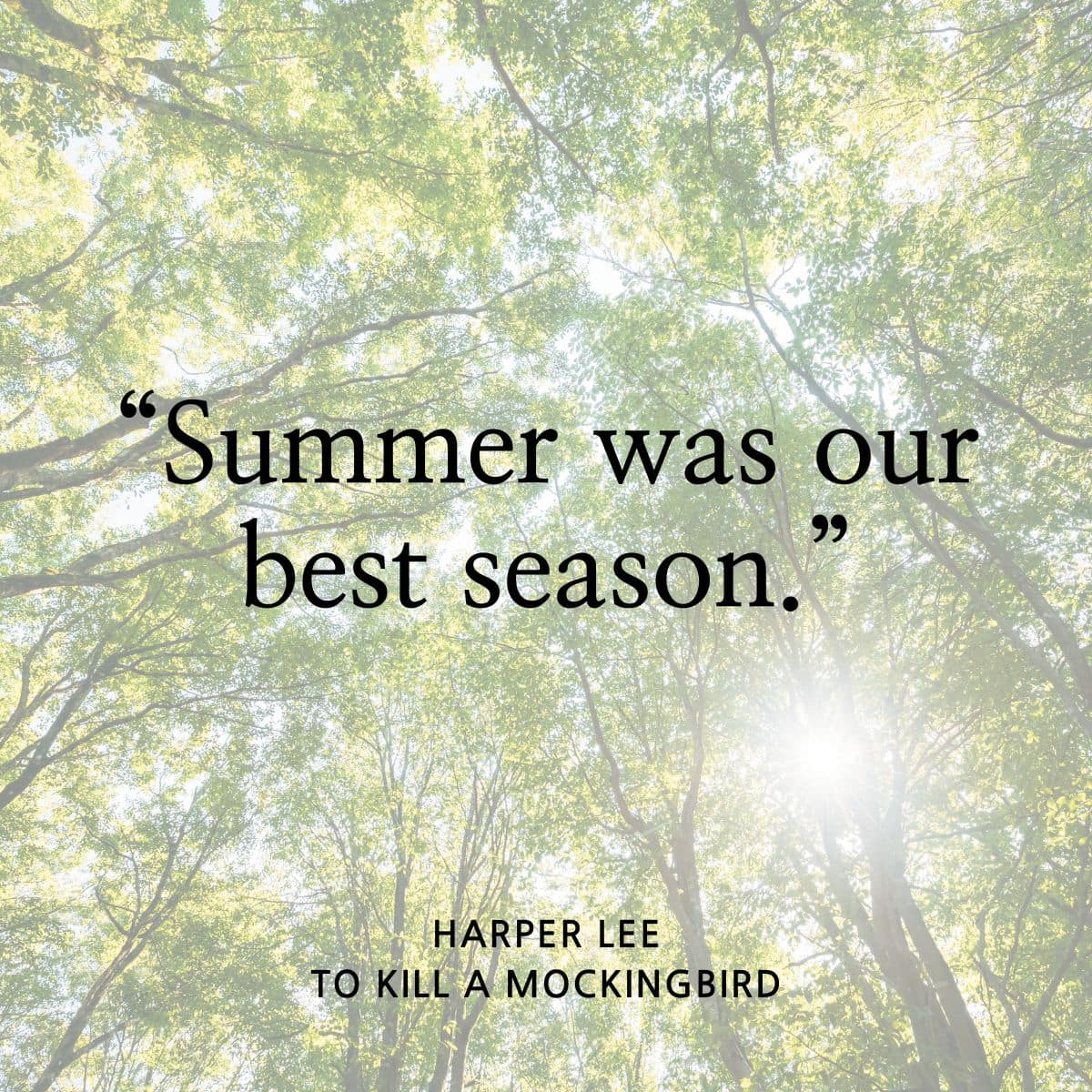 Summer was our best season. Harper Lee. To Kill a Mockingbird.
