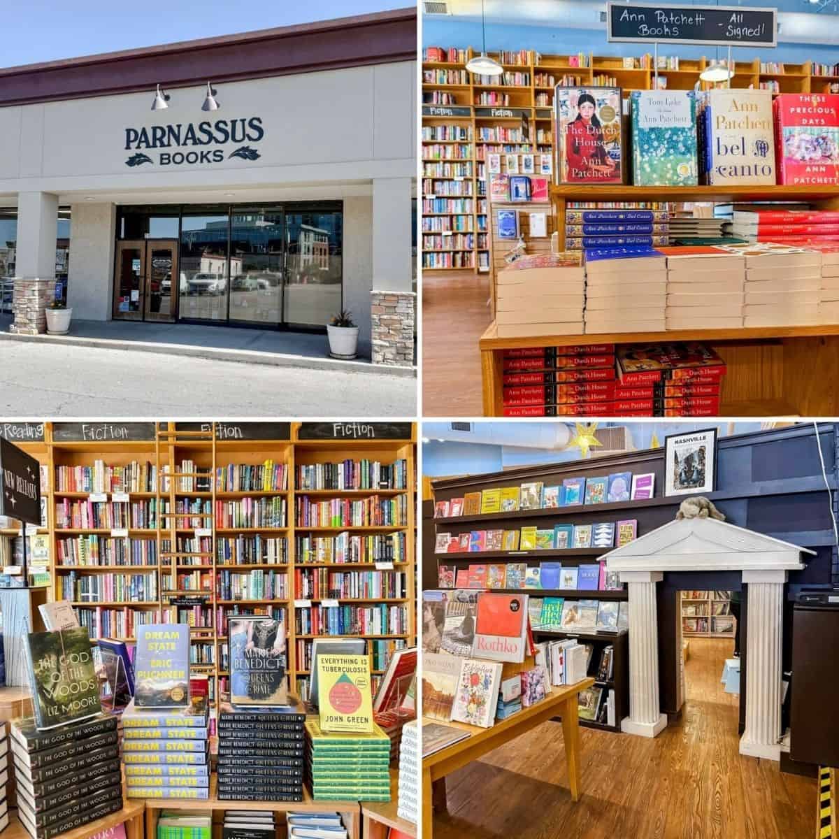 Collage of Parnassus Books bookstore in Tampa, Florida.
